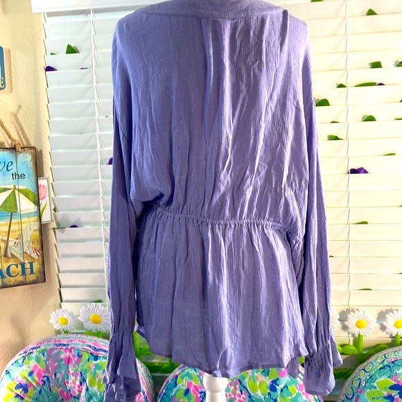 Gift Sold tnester Avi & Viv periwinkle wrap top - Picture 4 of 7